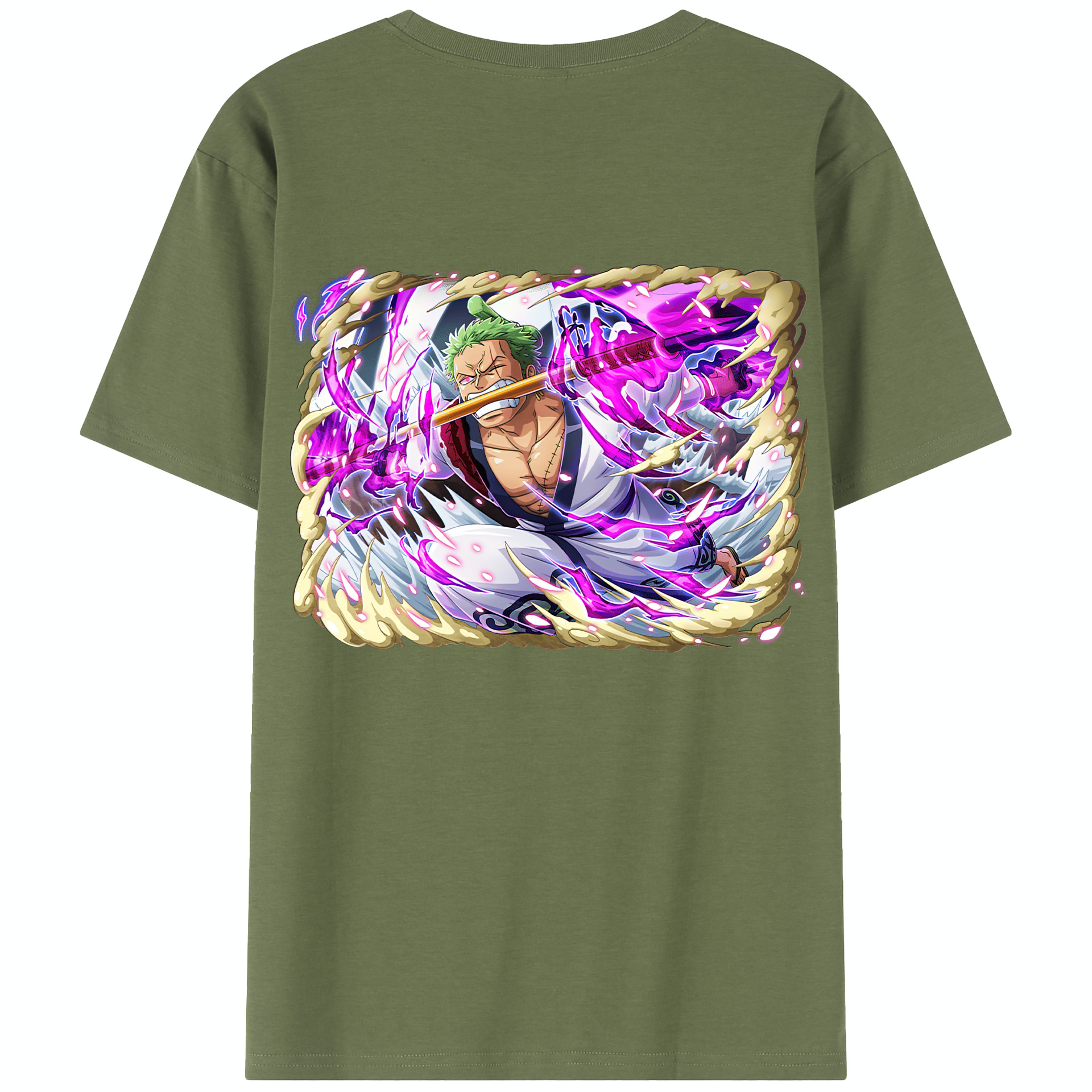 ワンピース ロロノア・ゾロ ONE PIECE Roronoa Zoro 綿100％半袖Tシャツ（背面プリント）